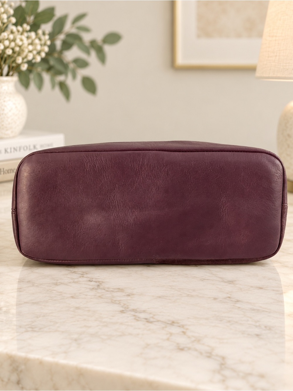 Tory Burch Plum Leather & Suede Tote with Gold Hardware - Picture 6 of 10